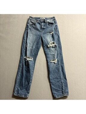 Willow & Root The Mom Jean Womens Size 25 Distressed High Rise Blue Denim Jeans